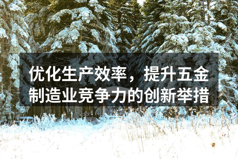 优化生产效率，提升五金制造业竞争力的创新举措
